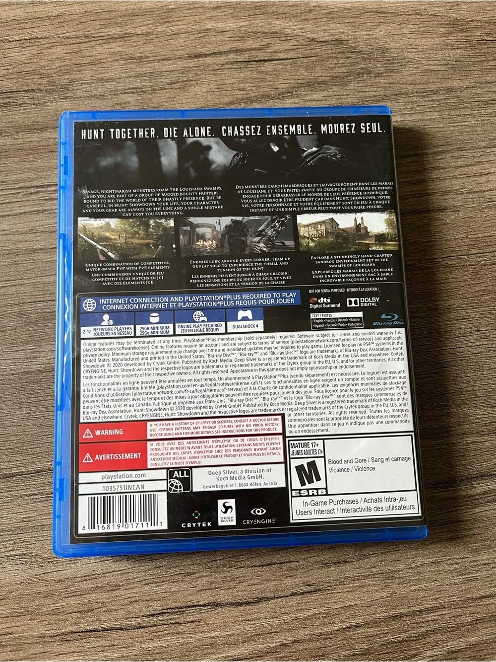 Sony PlayStation 4 PS4 Hunt: Showdown Video Game Pre-Owned